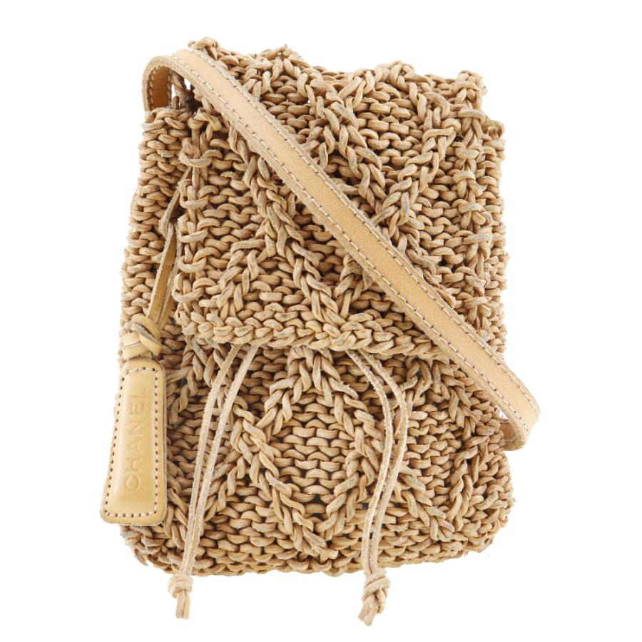 CHANEL シャネル ポシェット 編み込み ロゴ ショルダーバッグ レザー  