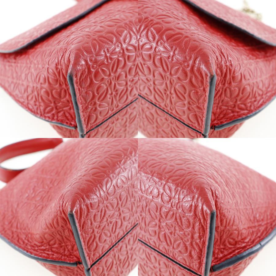 LOEWE ロエベ アベニュー リピートアナグラム チェーンショルダー カーフ 赤 LOEWE（ロエベ） アベニュー リピートアナグラム チェーンショルダー