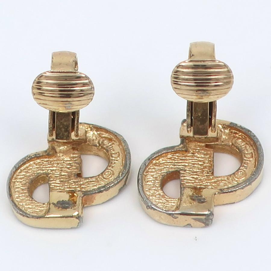 Dior ディオール CDロゴ イヤリング 金メッキ×ラインストーン 約5.0g レディース【I200124040】中古_3