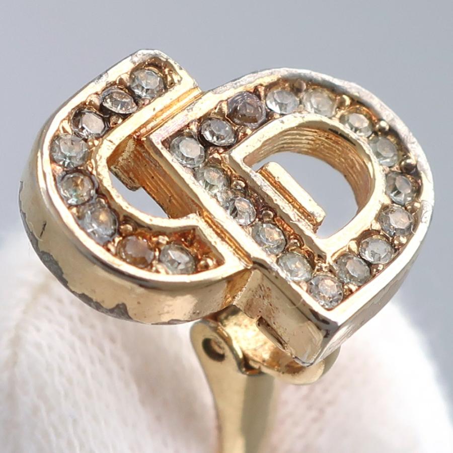 Dior ディオール CDロゴ イヤリング 金メッキ×ラインストーン 約5.0g レディース【I200124040】中古_5