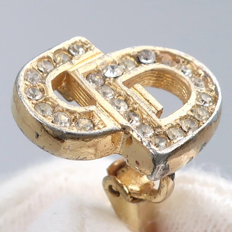 Dior ディオール CDロゴ イヤリング 金メッキ×ラインストーン 約5.0g レディース【I200124040】中古_6
