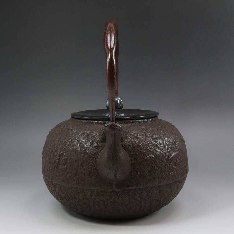 釜師 造 銀摘蓋 玄々斎好 一粒万倍紋 丸形 鉄瓶 骨董品 鉄製