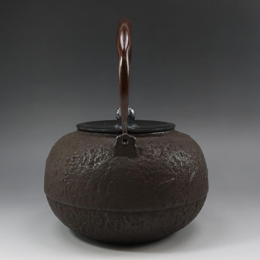 釜師 造 銀摘蓋 玄々斎好 一粒万倍紋 丸形 鉄瓶 骨董品 鉄製