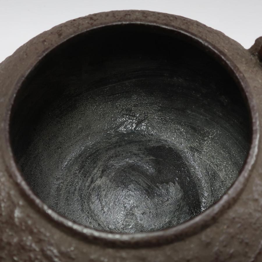 釜師 造 銀摘蓋 玄々斎好 一粒万倍紋 丸形 鉄瓶 骨董品 鉄製
