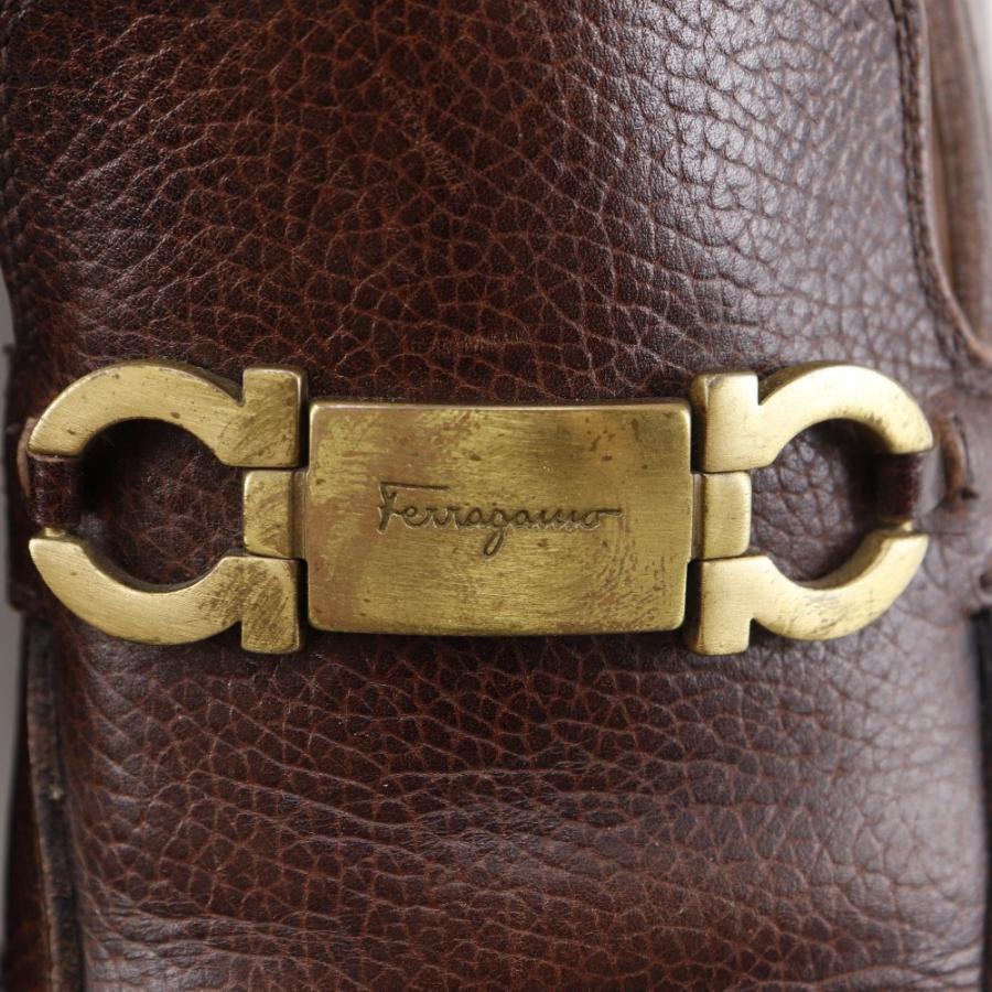 美品★サルヴァトーレフェラガモ ガンチーニ ローファー ブラウン 茶レザー 本革 Salvatore Ferragamo サルヴァトーレフェラガモ ガンチーニ ローファー