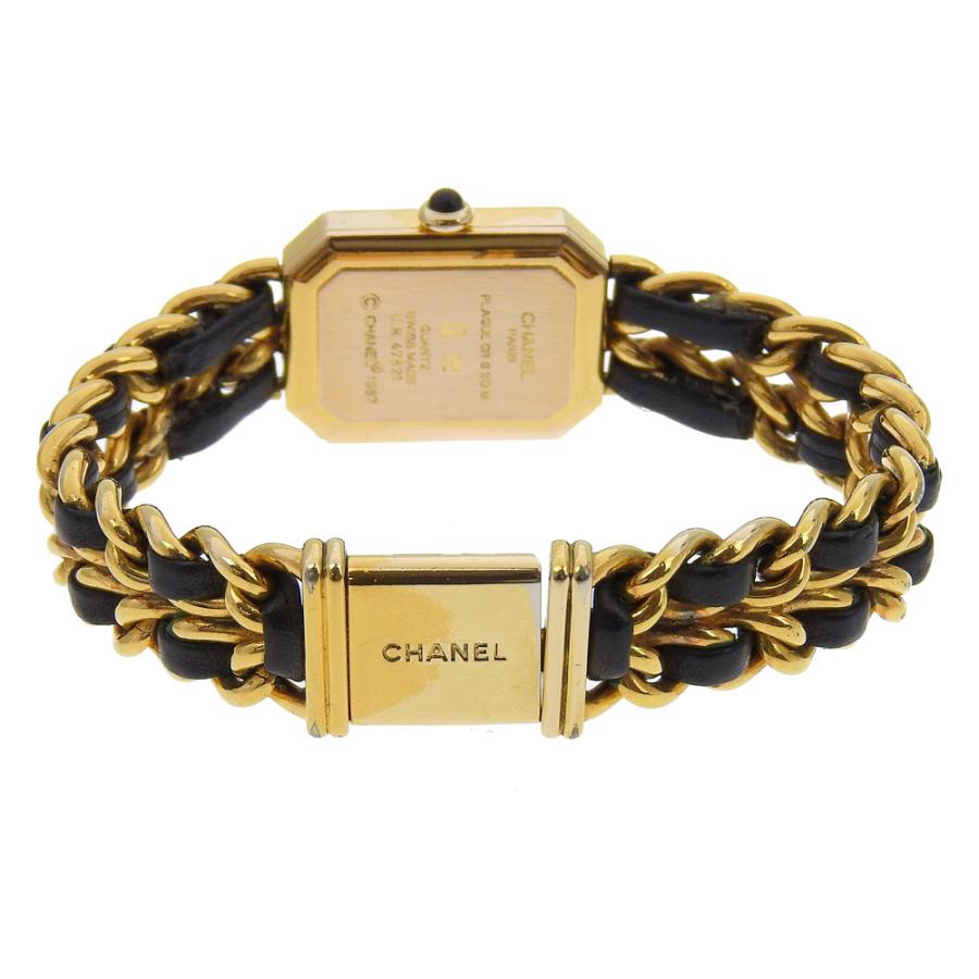 【CHANEL】シャネル プルミエール L H0001 金メッキ×レザー クオーツ アナログ表示 レディース 黒文字盤 腕時計 CHANEL（シャネル） プルミエール L H0001 腕時計 金メッキ×レザー