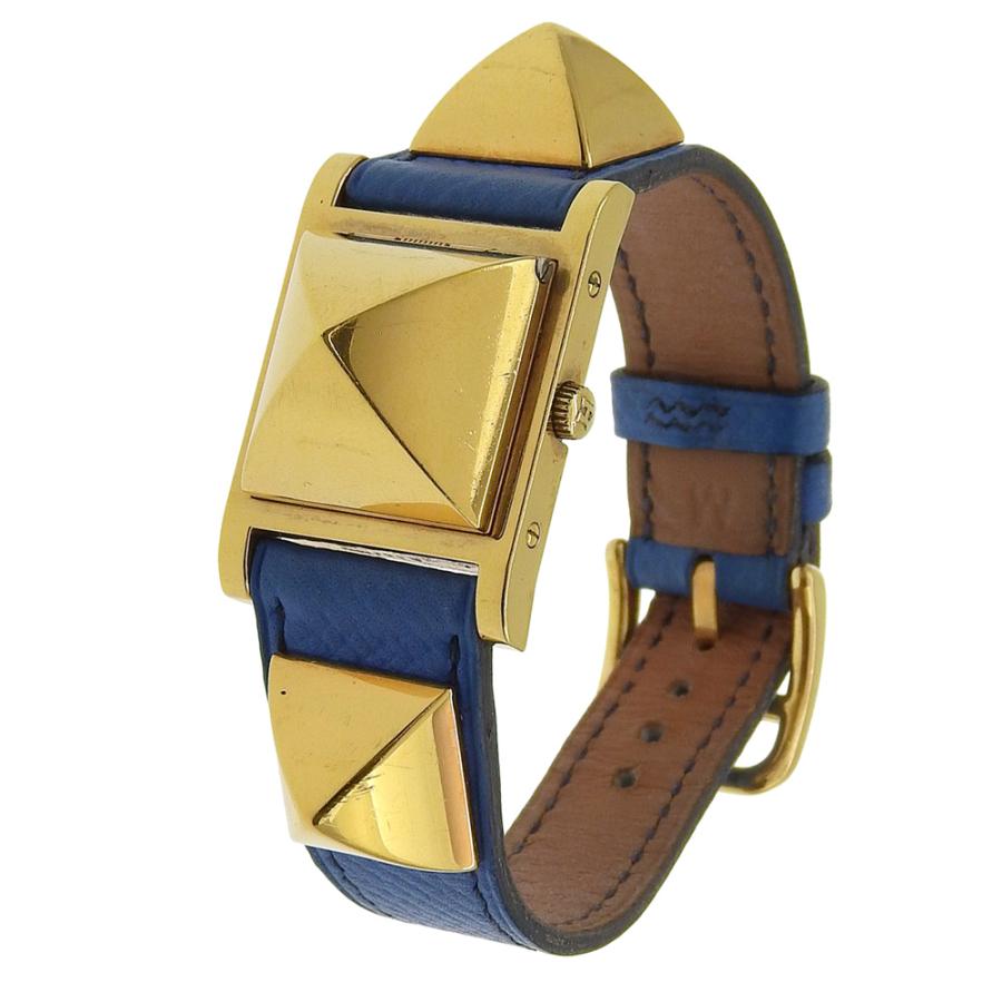 HERMES（エルメス） メドール 腕時計 金メッキ×レザー メンズ