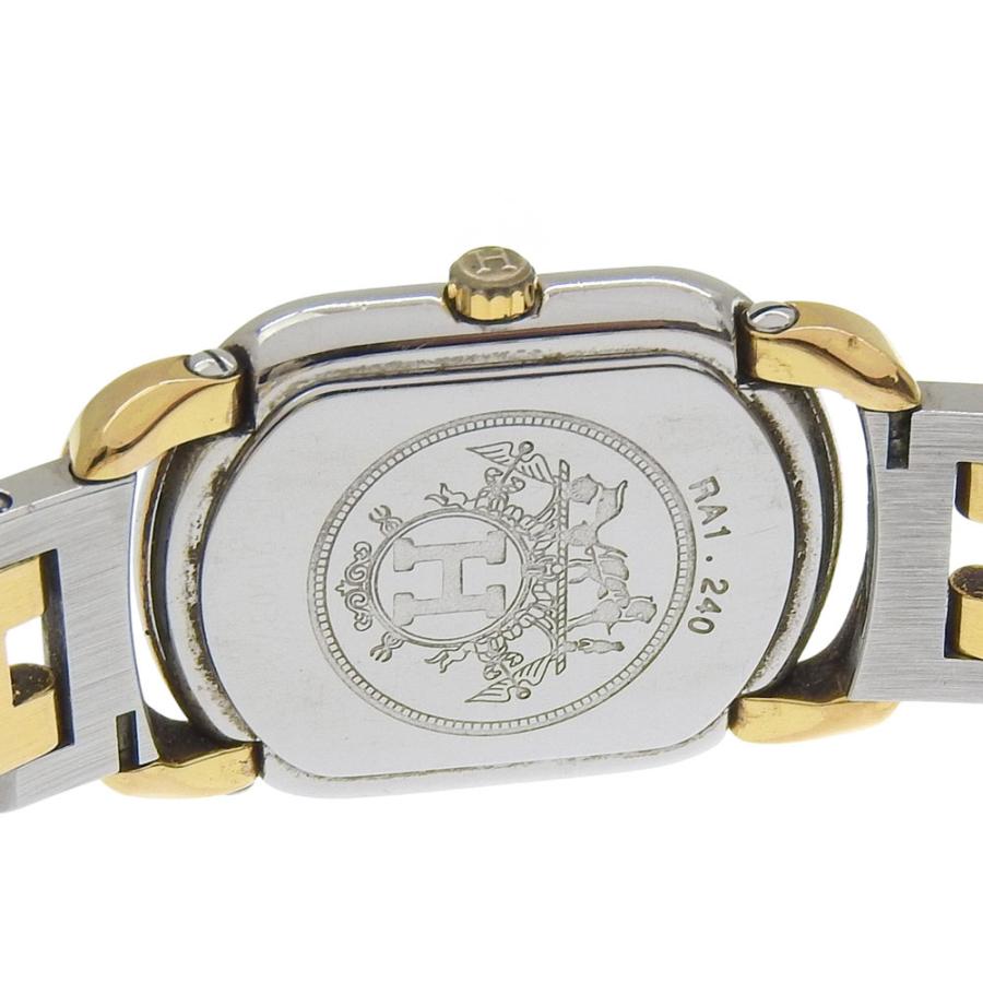 【苫小牧バナナ】エルメス/HERMES ラリー レディース コンビ SS×GP ゴールド文字盤 RA1.240 動作OK 本体のみ♪ HERMES（エルメス） ラリー RA1.240 腕時計 SS×金メッキ シルバー