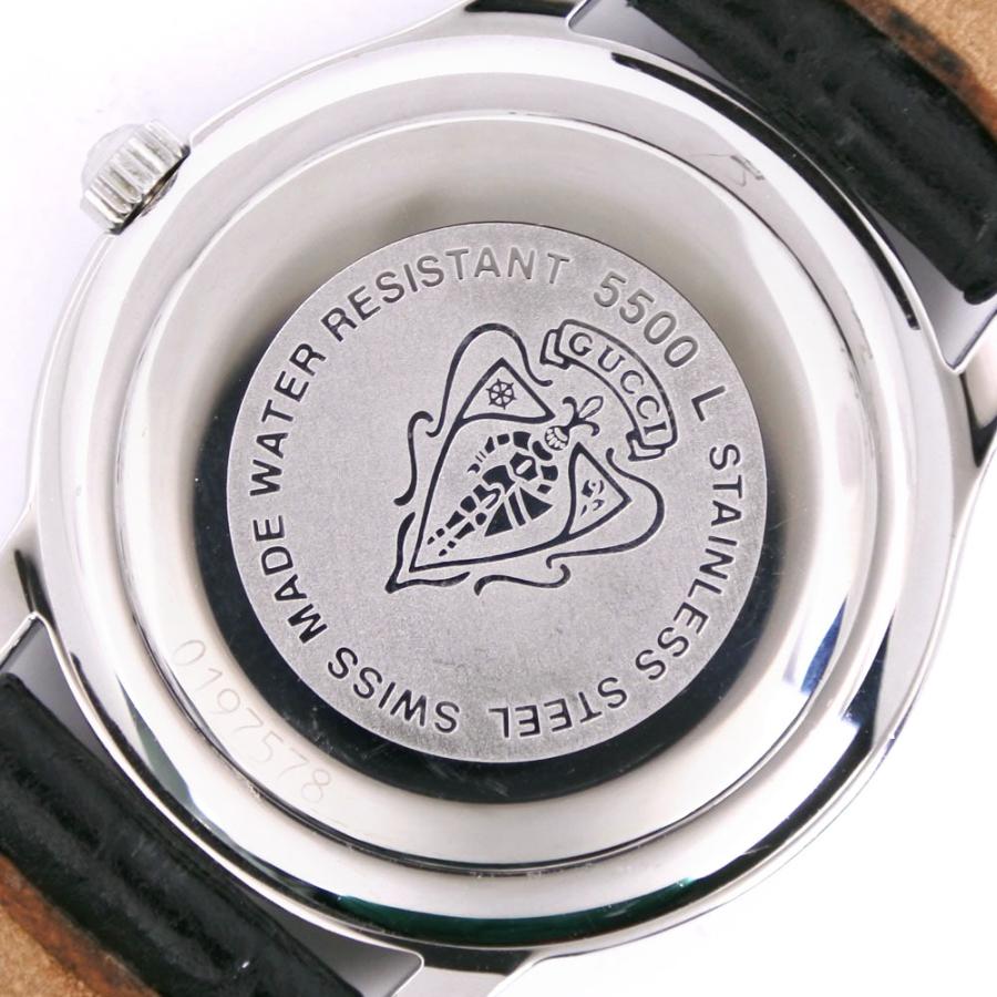 GUCCI グッチ 5500L 腕時計 SS×レザー シルバー クオーツ アナログ表示