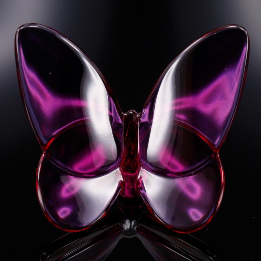 【美品・箱付き】バカラ／ラッキーバタフライ クリスタル レッド／BC512 バカラ ラッキーバタフライ レッド クリスタル インテリア 美品・箱