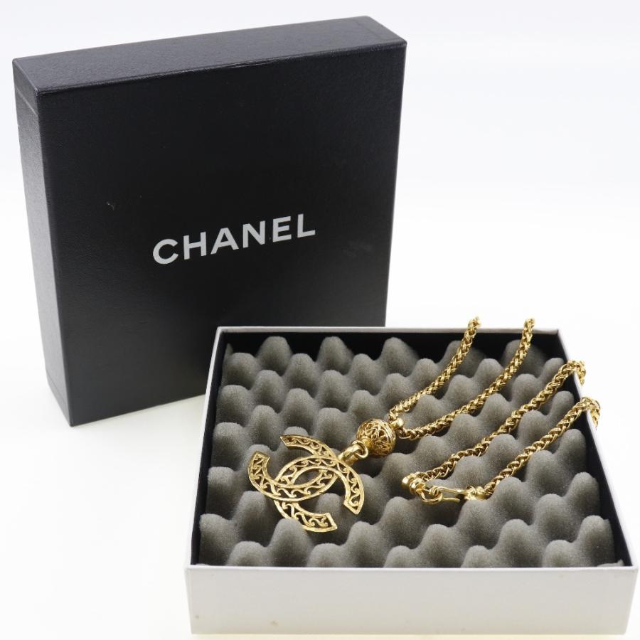 CHANEL シャネル ココマーク ヴィンテージ ペンダント 96A ネックレス 金メッキ レディース【I211723078】中古の画像