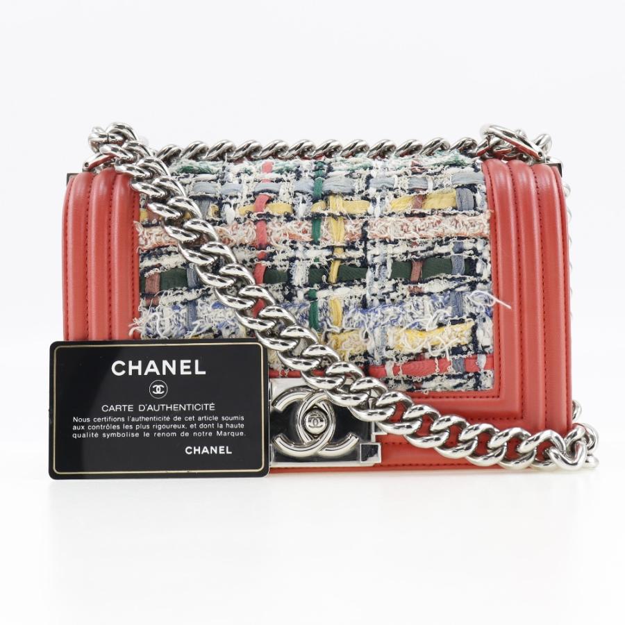 【CHANEL】シャネル ボーイシャネル チェーンショルダー ツイード×カーフ 赤 レディース ショルダーバッグ CHANEL（シャネル） ボーイシャネル チェーンショルダー ショルダー