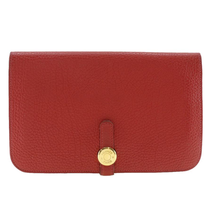 【HERMES】エルメス ドゴン トゴ 赤/ゴールド金具 □P レディース 長財布 HERMES（エルメス） ドゴン □P 長財布 トゴ 赤/ゴールド金具