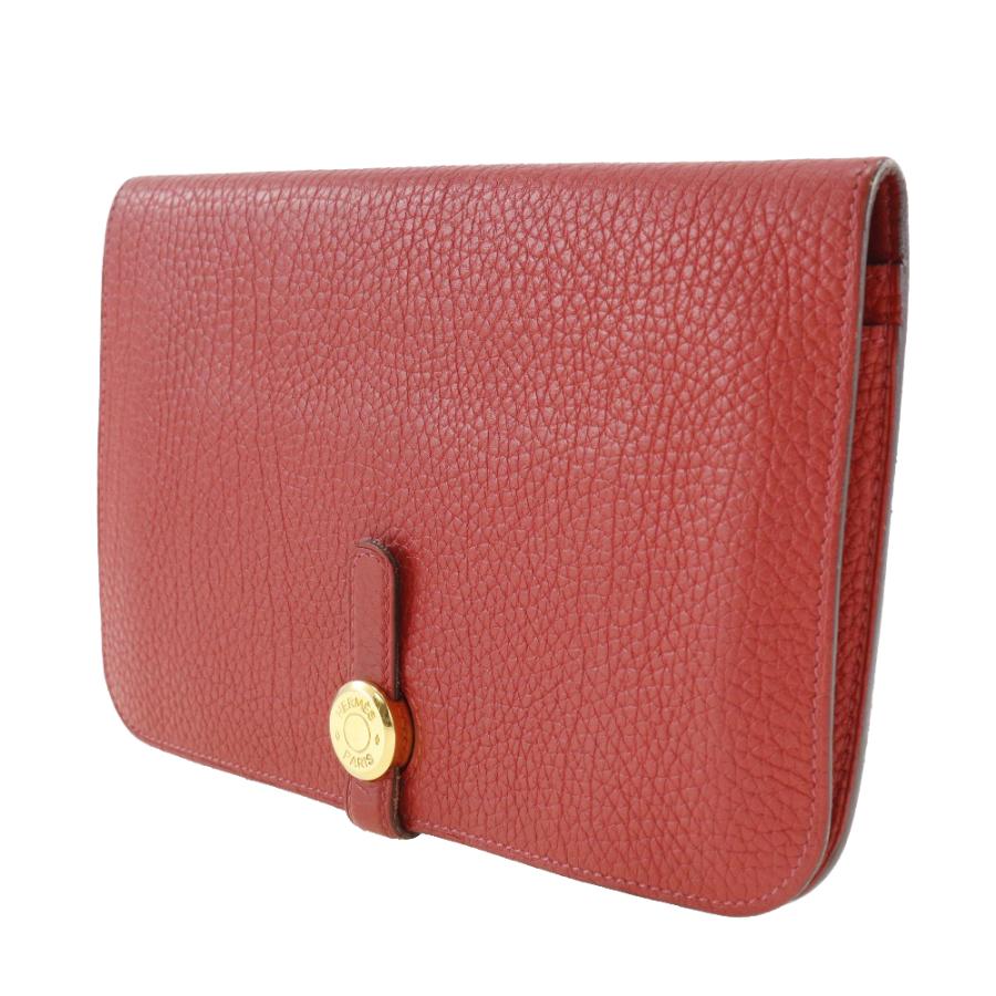 【HERMES】エルメス ドゴン トゴ 赤/ゴールド金具 □P レディース 長財布 HERMES（エルメス） ドゴン □P 長財布 トゴ 赤/ゴールド金具