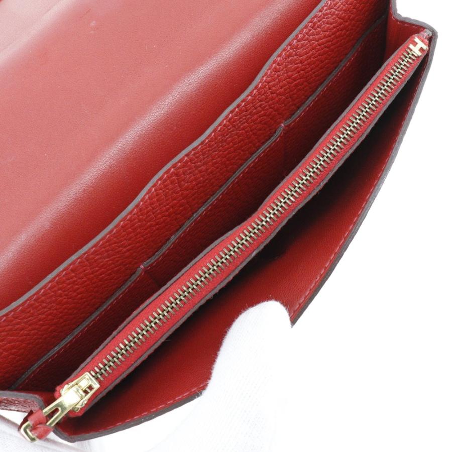 HERMES（エルメス） ドゴン □P 長財布 トゴ 赤/ゴールド金具