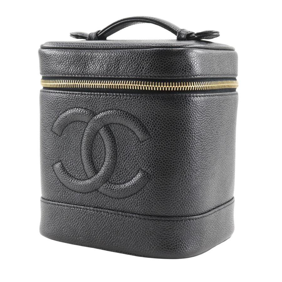 CHANEL シャネル バニティ ハンドバッグ A01998 ポーチ キャビアスキン 黒 レディース【I211725056】中古の画像