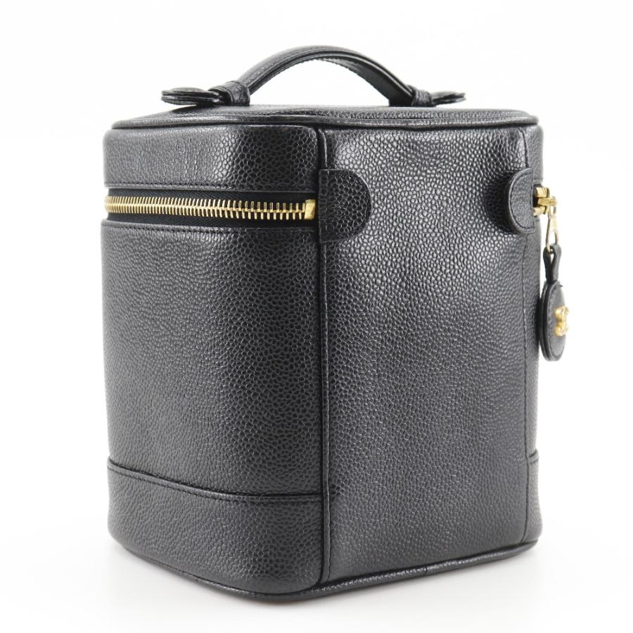 CHANEL シャネル バニティ ハンドバッグ A01998 ポーチ キャビアスキン 黒 レディース【I211725056】中古の画像