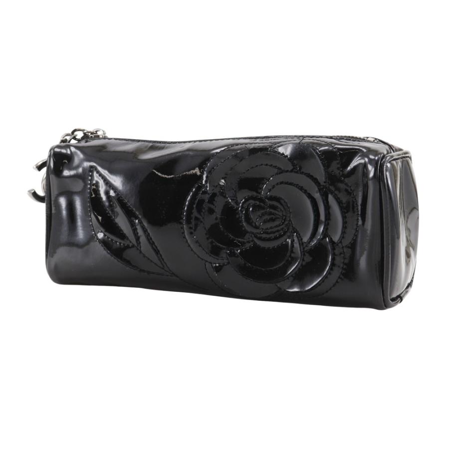 CHANEL（シャネル） カメリア ポーチ エナメル 黒 レディース
