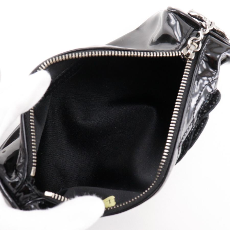 CHANEL（シャネル） カメリア ポーチ エナメル 黒 レディース