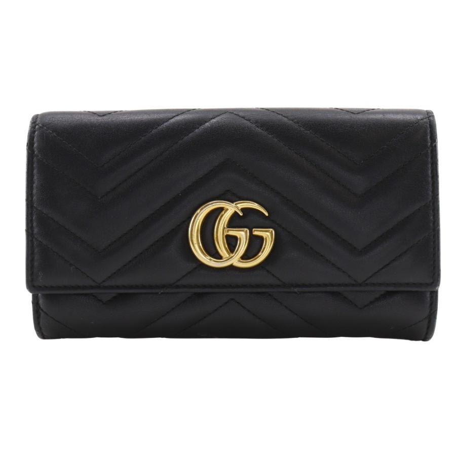 GUCCI（グッチ） GGマーモント 443436 長財布 カーフ 黒 レディース