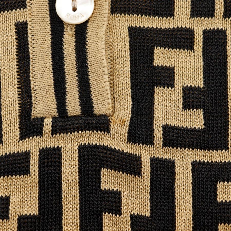 FENDI フェンディ ズッカ ニット コットン 茶 ポロシャツ レディース 【中古】 FENDI（フェンディ） ズッカ ニット ポロシャツ コットン 茶