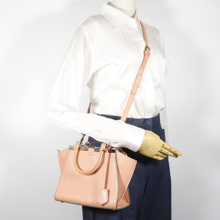 フェンディ トロワジュール ハンドバッグ 2way ショルダー レザー 薄ピンク FENDI（フェンディ） ミニトロワジュール 2WAYショルダー 8BH333
