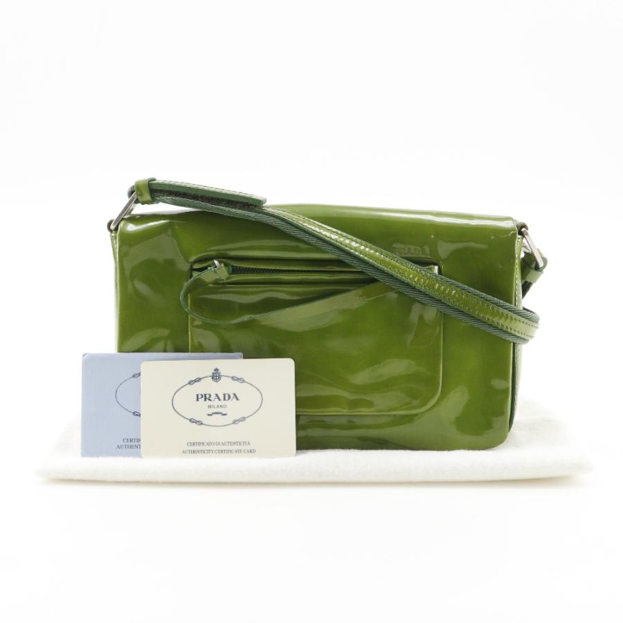 PRADA（プラダ） B9645 ショルダーバッグ エナメル 緑 レディース