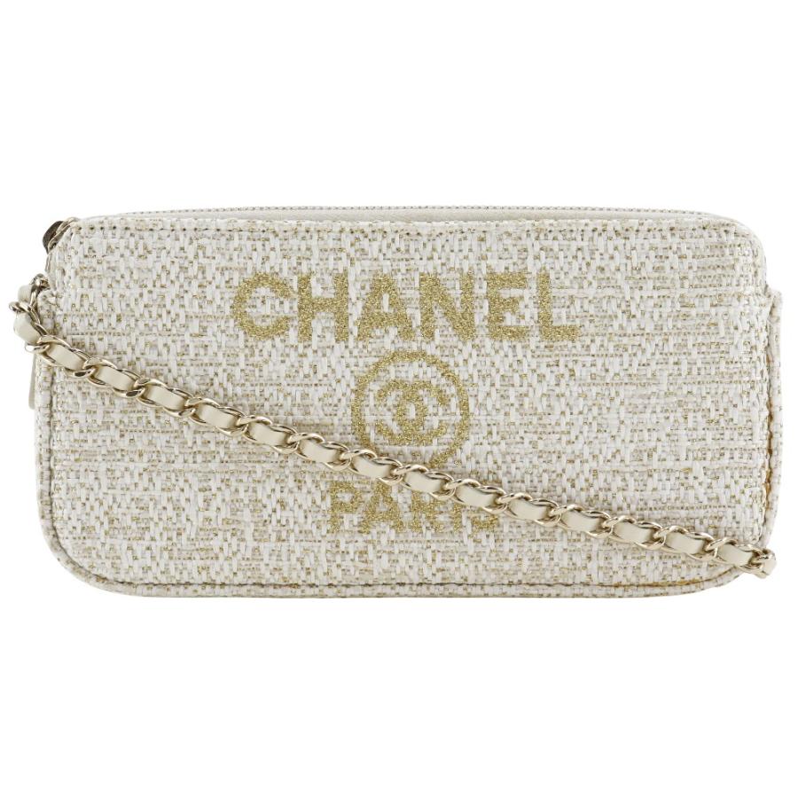 【CHANEL】シャネル ドーヴィル チェーンショルダー 2WAYクラッチ A84415 ツイード 白 レディース ショルダーバッグ CHANEL（シャネル） ドーヴィル チェーンショルダー 2WAYクラッチ
