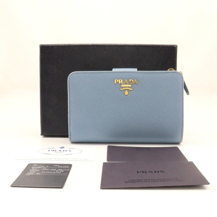 【PRADA】プラダ サフィアーノ ASTRALE 水色 レディース 二つ折り財布 PRADA（プラダ） 二つ折り財布 サフィアーノ ASTRALE 水色 レディース