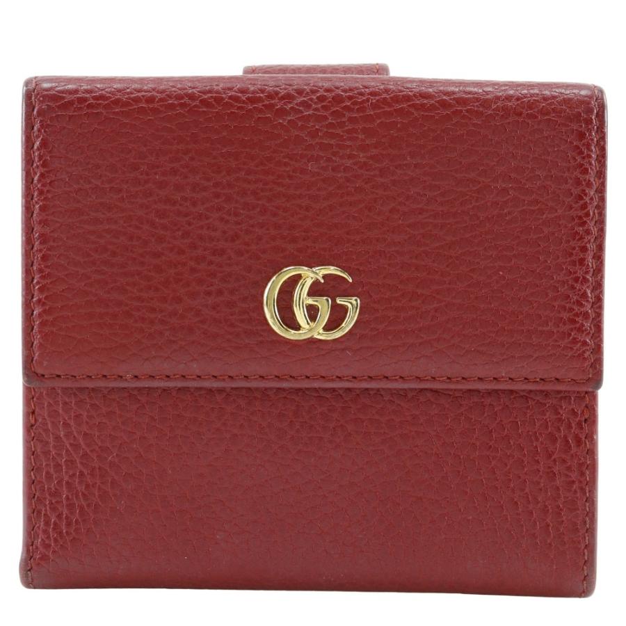 GUCCI（グッチ） GGマーモント 456122 二つ折り財布 レザー 赤