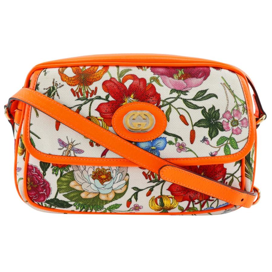 【GUCCI】グッチ GGフローラ 花柄 550147 キャンバス×レザー オレンジ レディース ショルダーバッグ GUCCI（グッチ） GGフローラ 花柄 550147 ショルダーバッグ キャンバス