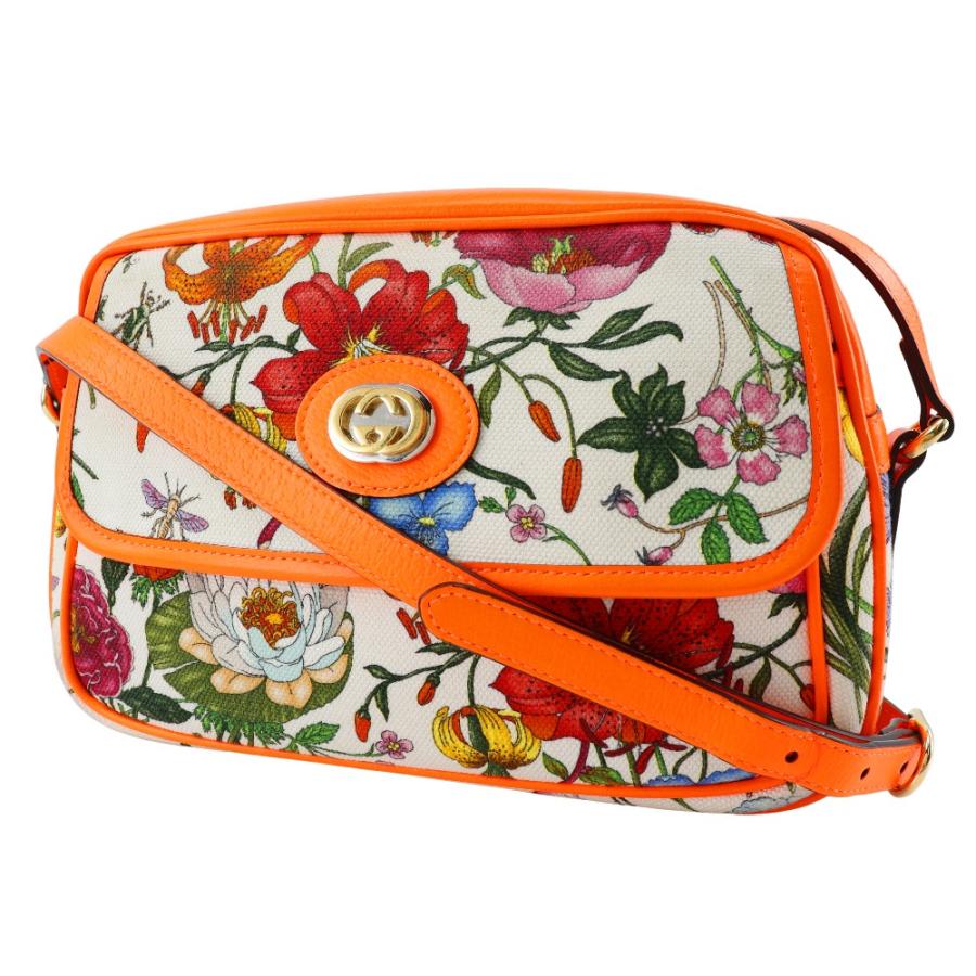 GUCCI グッチ GGフローラ 花柄 550147 キャンバス オレンジ ショルダーバッグ レディース GUCCI（グッチ） GGフローラ 花柄 550147 ショルダーバッグ キャンバス