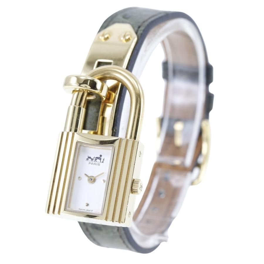 HERMES（エルメス） ケリー 〇Y 腕時計 金メッキ×オーストリッチ 