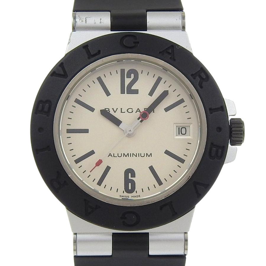 【BVLGARI ブルガリ アルミニウム AL38TA／ラバーベルト】 BVLGARI（ブルガリ） アルミニウム AL38TA 腕時計 アルミ×ラバー 黒