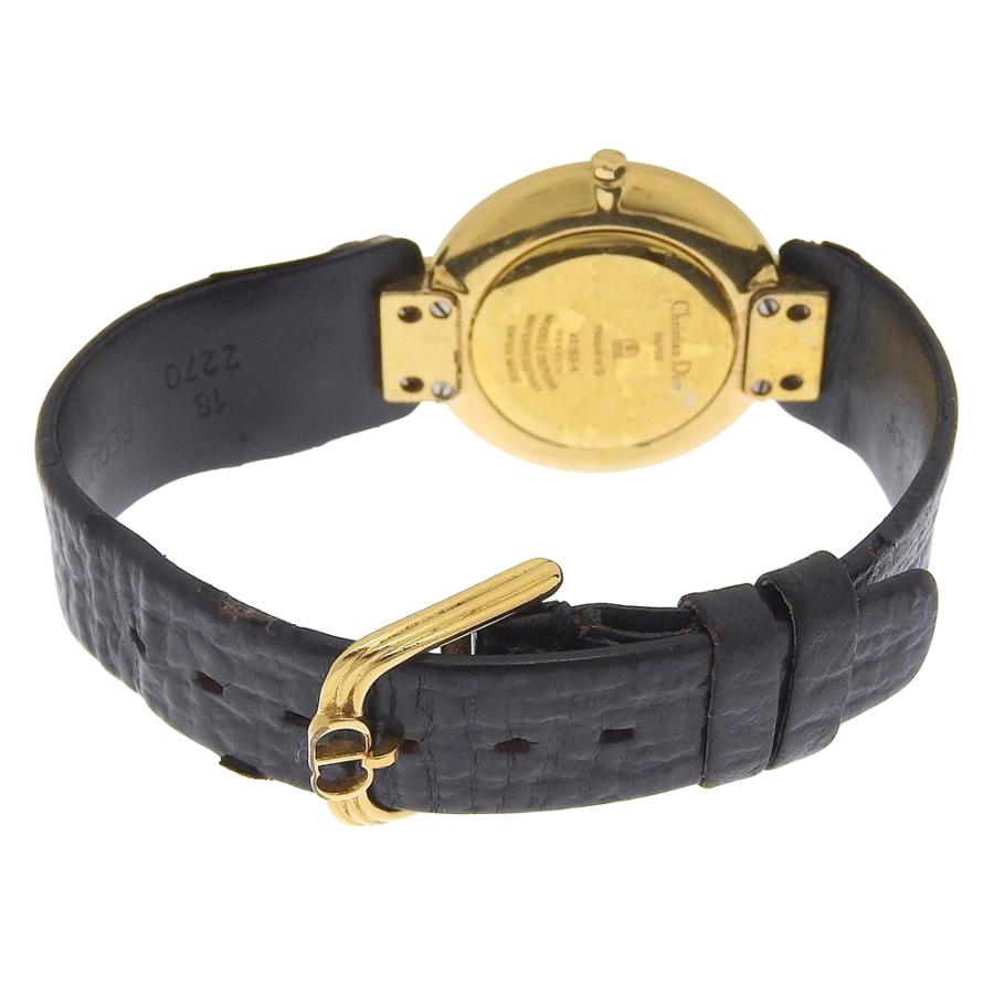 【Dior】クリスチャンディオール バキラ 47.153-4 金メッキ×レザー クオーツ アナログ表示 レディース 黒文字盤 腕時計 Dior クリスチャンディオール バキラ 47.153-4 腕時計 金メッキ×レザー