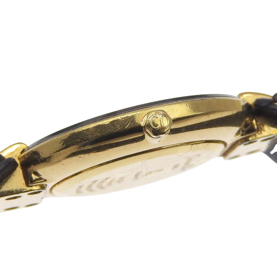 【Dior】クリスチャンディオール バキラ 47.153-4 金メッキ×レザー クオーツ アナログ表示 レディース 黒文字盤 腕時計 Dior - 【Dior】クリスチャンディオール バキラ 47.153-4 金メッキ