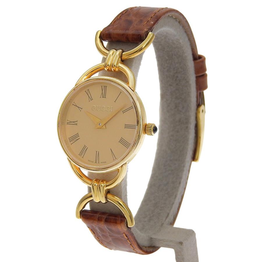 GUCCI（グッチ） 6000.2.L 腕時計 金メッキ×レザー クオーツ アナログ