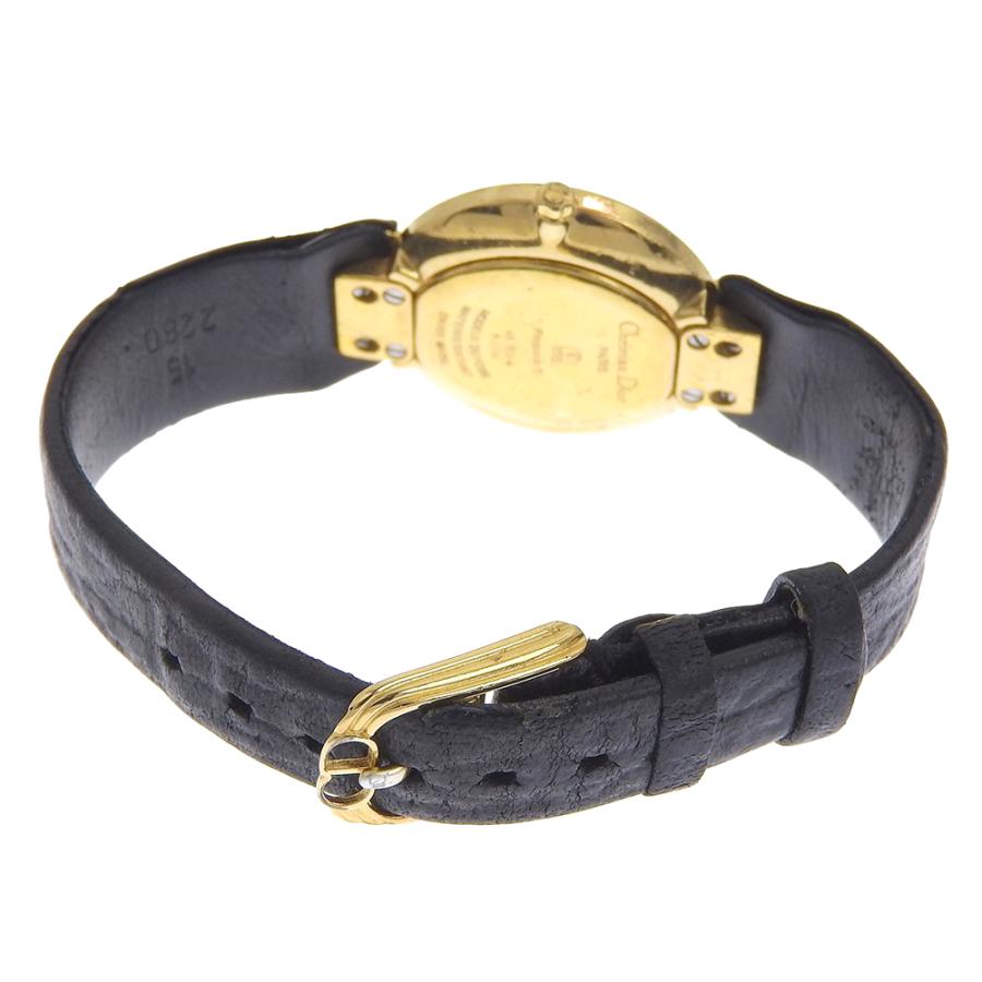 【Dior】クリスチャンディオール バキラ 46.153-4 金メッキ×レザー クオーツ アナログ表示 レディース 黒文字盤 腕時計 Dior クリスチャンディオール バキラ 46.153-4 腕時計 金メッキ×レザー