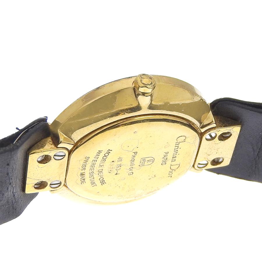 【Dior】クリスチャンディオール バキラ 46.153-4 金メッキ×レザー クオーツ アナログ表示 レディース 黒文字盤 腕時計 Dior クリスチャンディオール バキラ 46.153-4 腕時計 金メッキ×レザー