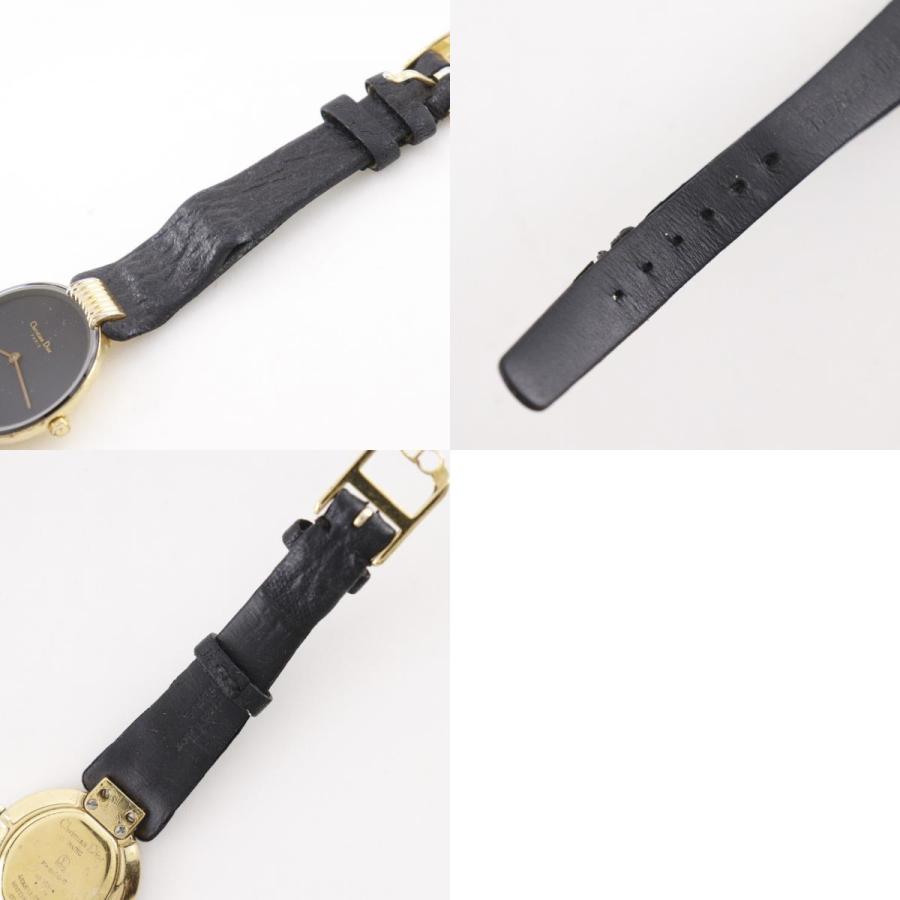 【Dior】クリスチャンディオール バキラ 46.153-4 金メッキ×レザー クオーツ アナログ表示 レディース 黒文字盤 腕時計 Dior クリスチャンディオール バキラ 46.153-4 腕時計 金メッキ×レザー