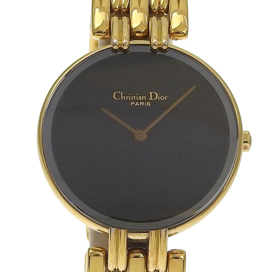 【Dior】ディオール バキラ 46 154-2 金メッキ クオーツ アナログ表示 レディース 黒文字盤 腕時計 Dior ディオール バキラ 46 154-2 腕時計 金メッキ クオーツ アナログ