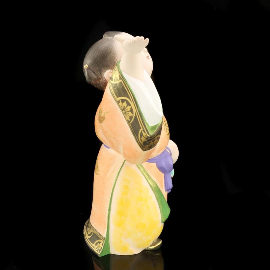 No4709 名工　博多人形師　中村信喬　『桃童子』　化粧箱　木立札付　送料無料 人形師 中村信喬 作 【 桃童子 】 博多人形 置物 オブジェ _