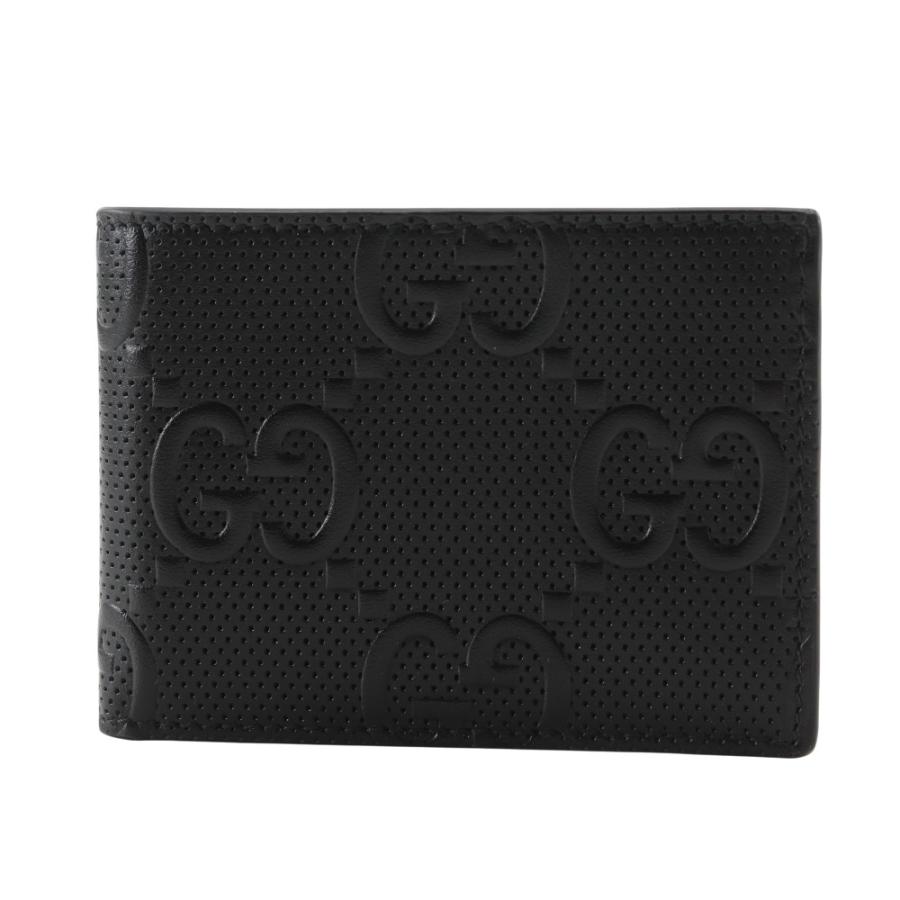 GUCCI（グッチ） GGエンボス 二つ折り 625559 札入れ カーフ 黒 メンズ