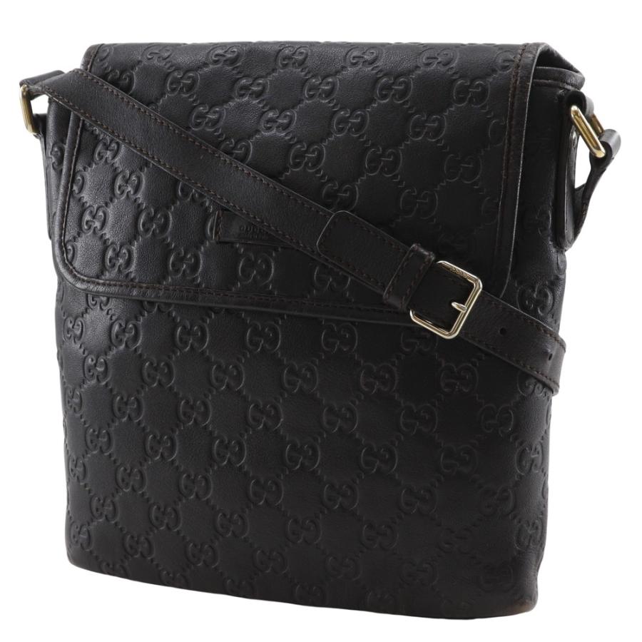 GUCCI（グッチ） GG 223666 ショルダーバッグ シマレザー 茶 ユニ 