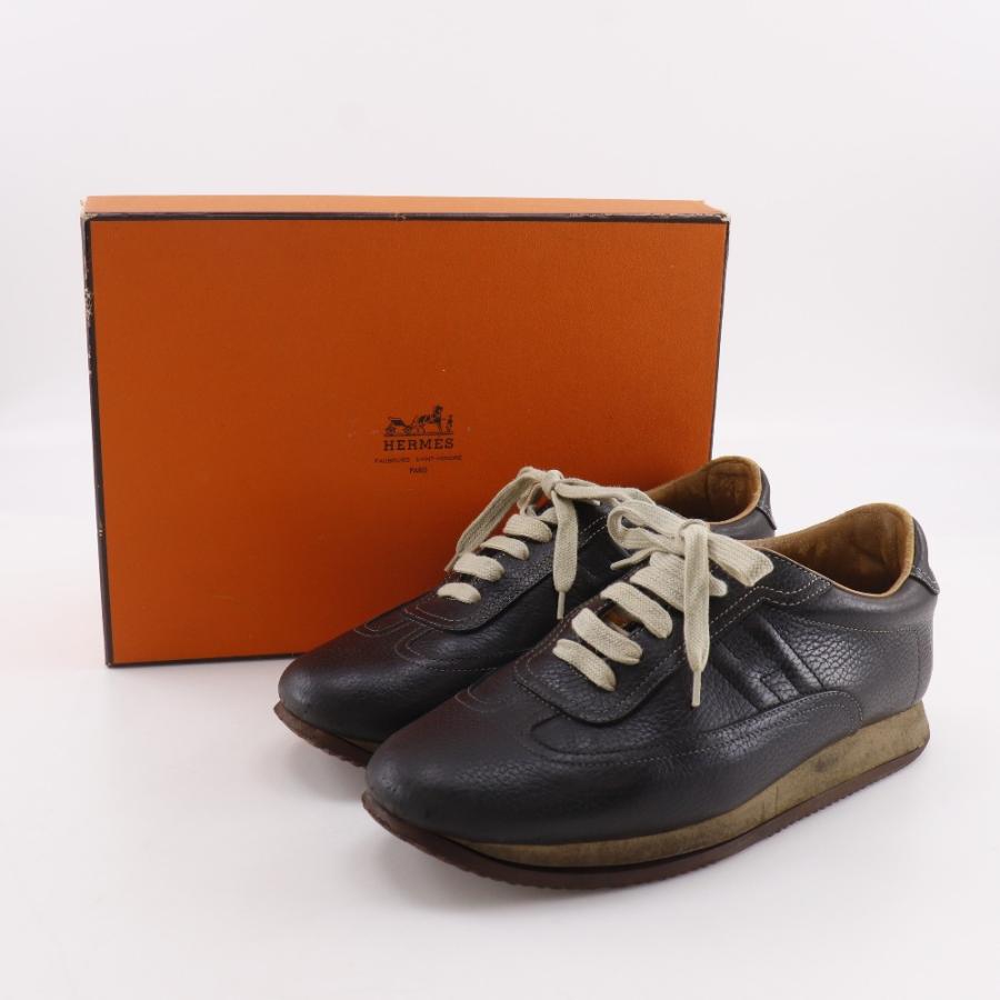 HERMES（エルメス） クイック Hロゴ スニーカー レザー 黒 メンズ