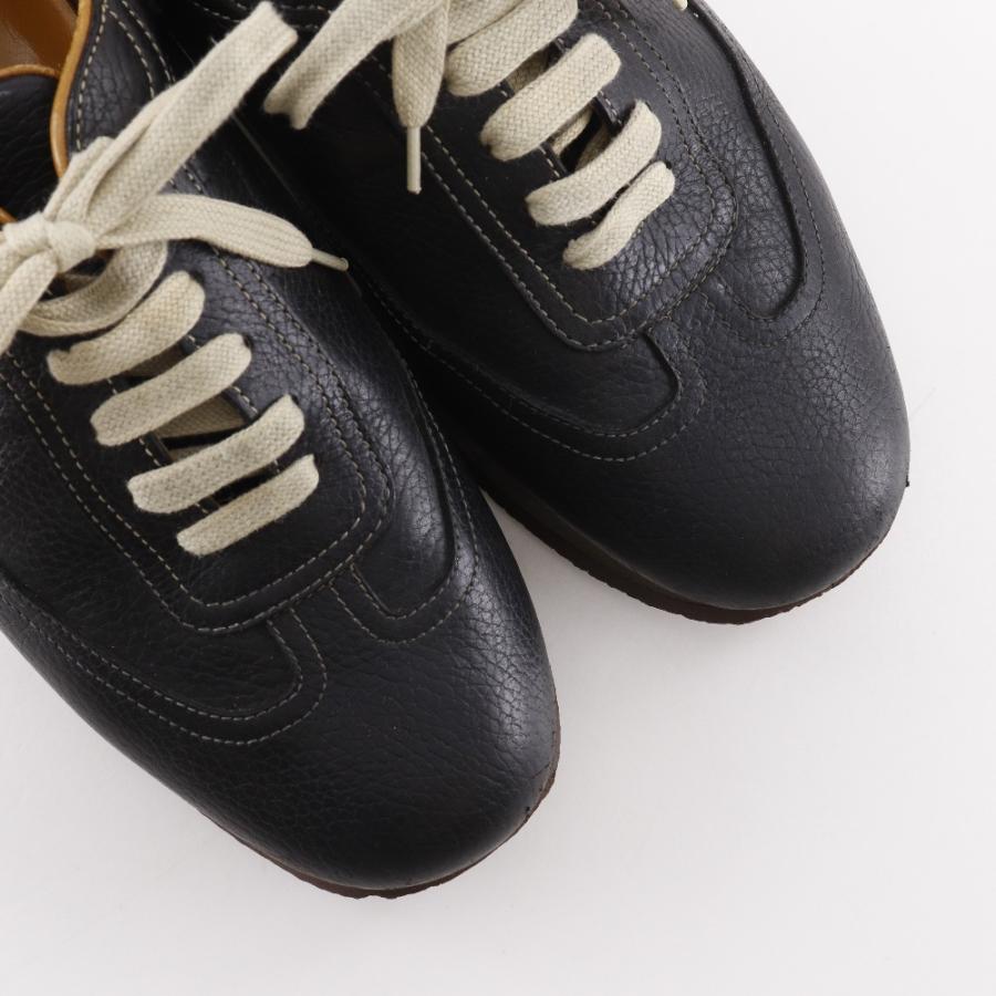 HERMES クイック スニーカー レザーシューズ Hマーク 革靴(5-11) HERMES（エルメス） クイック Hロゴ スニーカー レザー 黒 メンズ