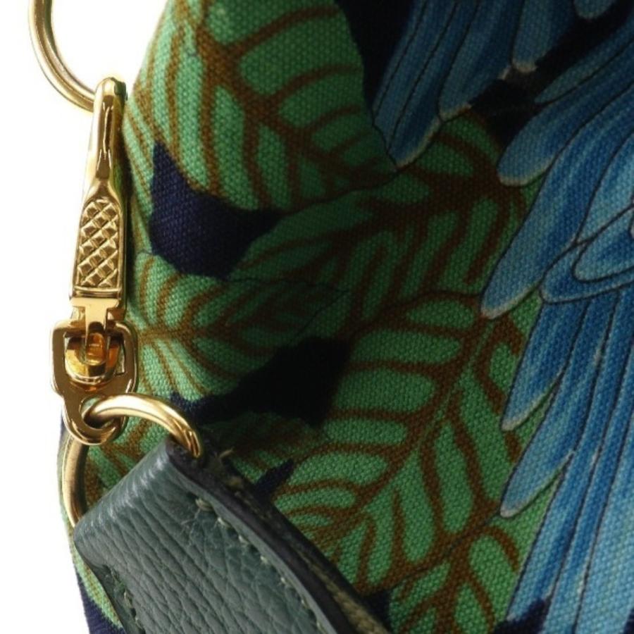 美品 HERMES エルメス オウム ボタニカル 巾着 ショルダーバッグ 大容量 HERMES（エルメス） 巾着 ボタニカル柄 鳥柄 ショルダーバッグ