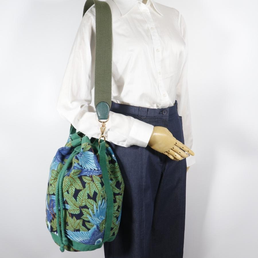 HERMES（エルメス） 巾着 ボタニカル柄 鳥柄 ショルダーバッグ