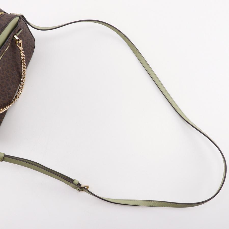 【Michael Kors】マイケルコース JET SET ITEM EW ジップチェーン MKシグネチャー PVC 茶 レディース ショルダーバッグ MICHAEL KORS（マイケルコース） JET SET ITEM EW ジップチェーン MK