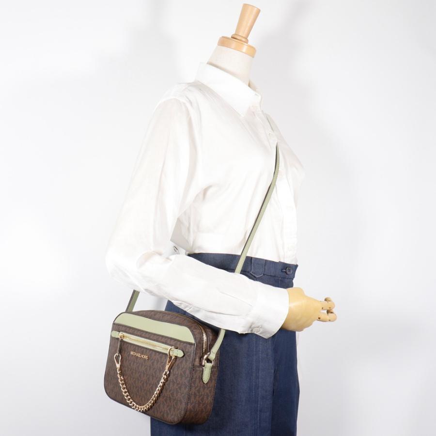 【Michael Kors】マイケルコース JET SET ITEM EW ジップチェーン MKシグネチャー PVC 茶 レディース ショルダーバッグ MICHAEL KORS（マイケルコース） JET SET ITEM EW ジップチェーン MK